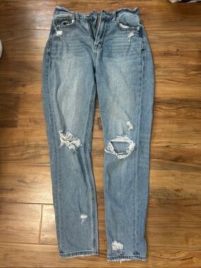 American Eagle Outfitters Light Blue Distressed Straight Leg Jeans